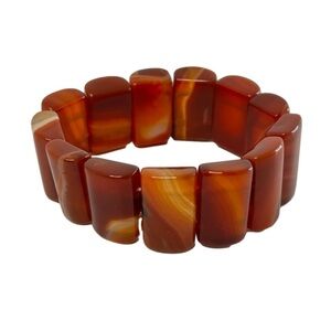 Chunky Stretch Carnelian Agate Natural Stone Bracelet